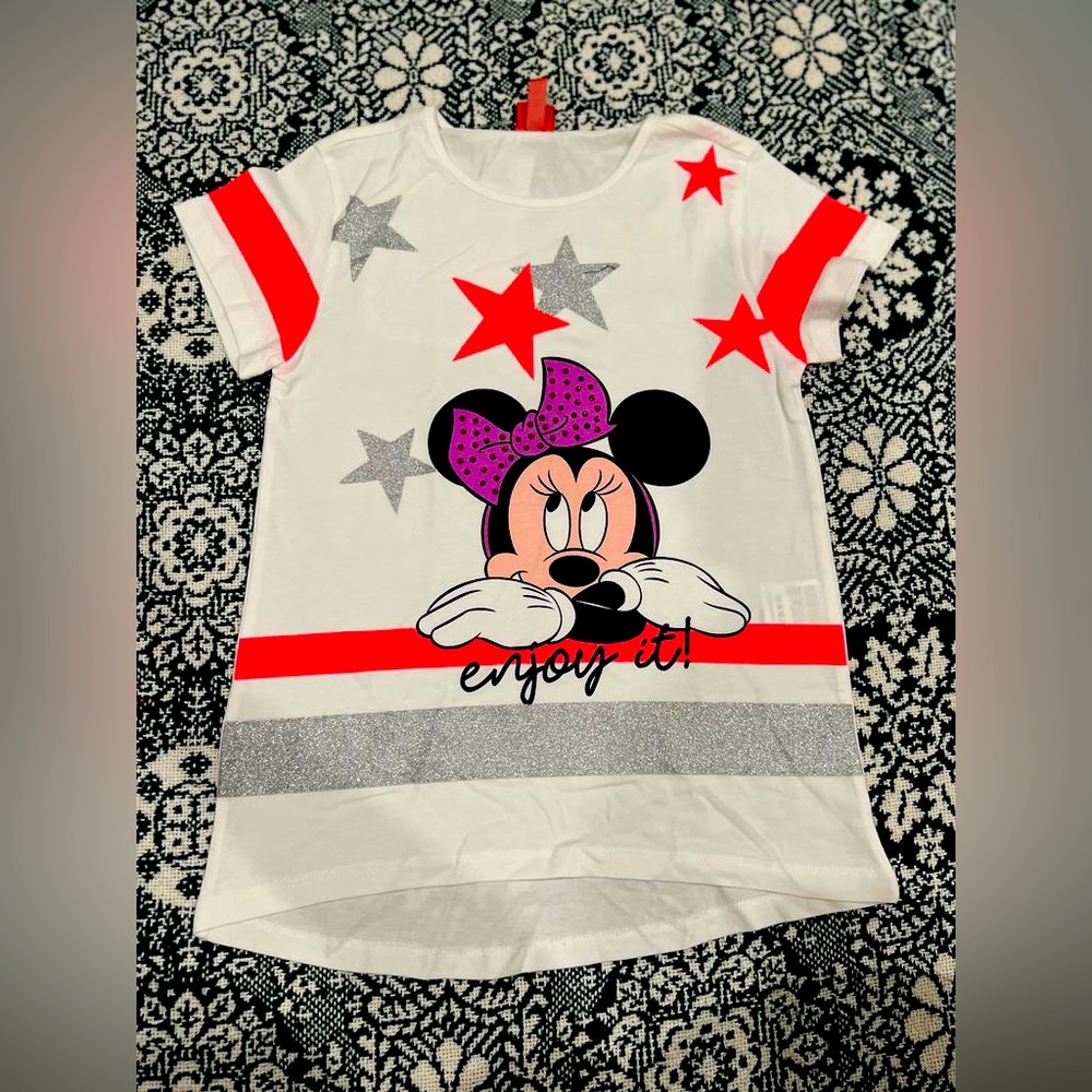 Disney Minnie Mouse Snow White T-shirt with stone work + glitter print